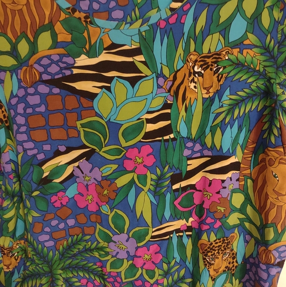🐅 Vintage Lion and cubs tropical print top by Spenser Jeremy - Picture 2 of 8